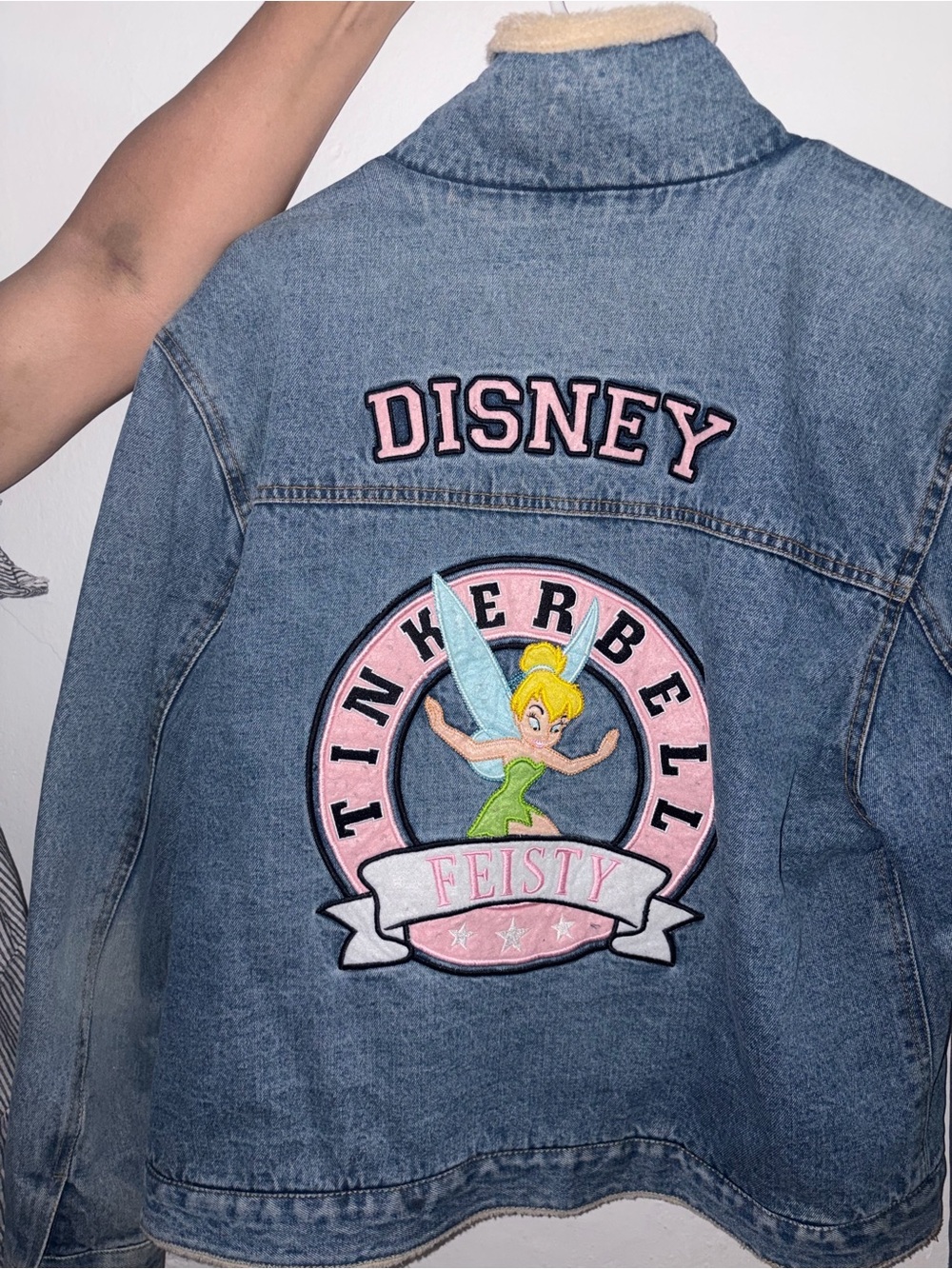 Disney Denim Jacket with Pink Tinkerbell Patch